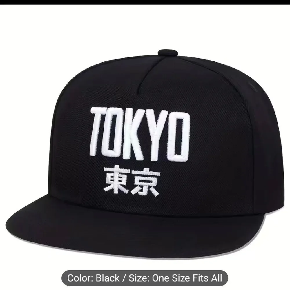 TOKYO Embroidery Unisex Baseball Cap Black Hip Hop Trendy Snapback Hat Adjustabl